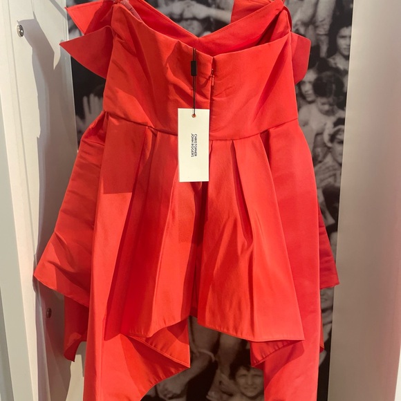 New with tags Christopher John Rogers Tie-front Strapless Origami Red Top Size 6 - Picture 5 of 8
